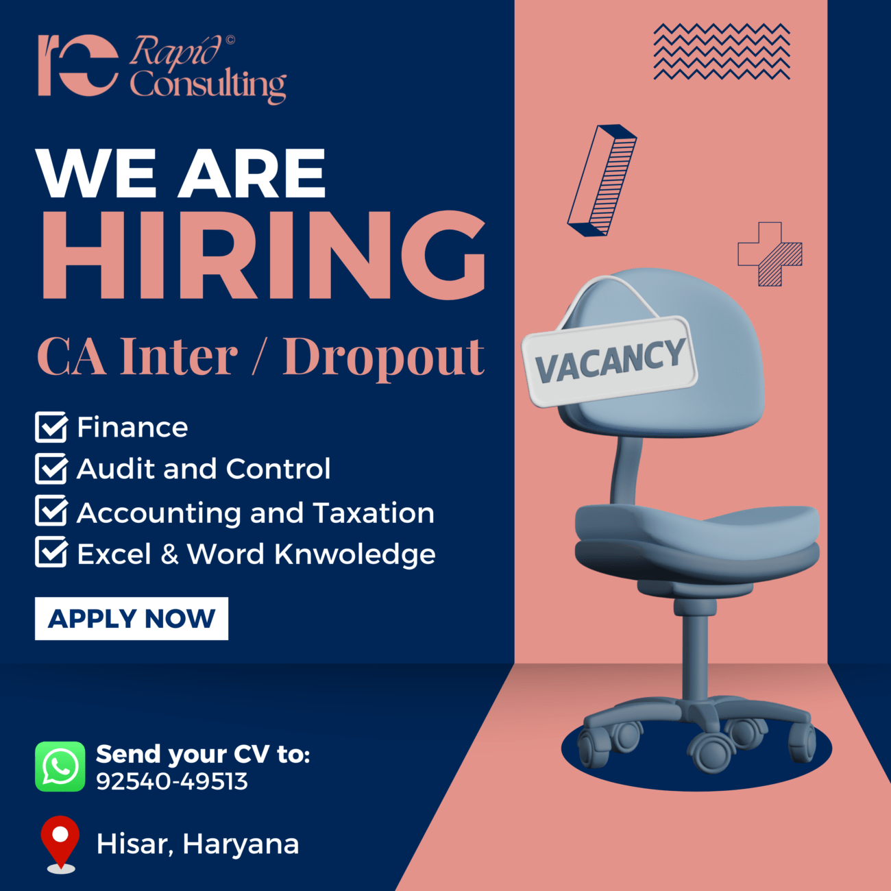 CA Inter Job at Rapid Consulting Limited